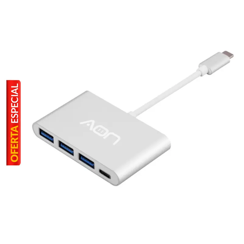 Adaptador USB-C a USB, USB-C AON AO-AD-1009 Macho-Hembra Plateado.webp