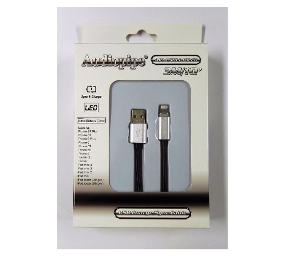 Cable Lightning Certificado Audiopipe 10 con indicador