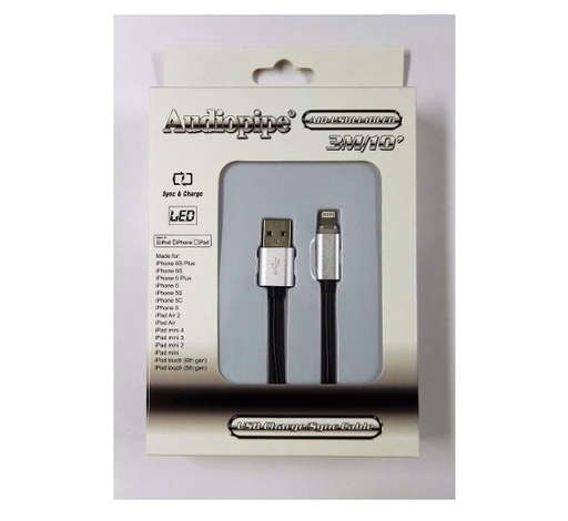 [130103] Cable Lightning Certificado Audiopipe 10 con indicador