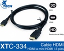 Cable HDMI to mini HDMI 3ft XTC-334 Xtech