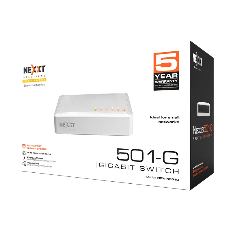 Switch Nexxt Naxos501-G 5 puertos 1 Gbps 110/220V NSW-N501G