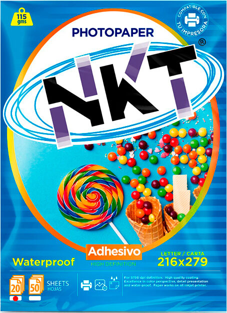 Papel Adhesivo Carta 115G Glossy 20 Hojas Bolsa