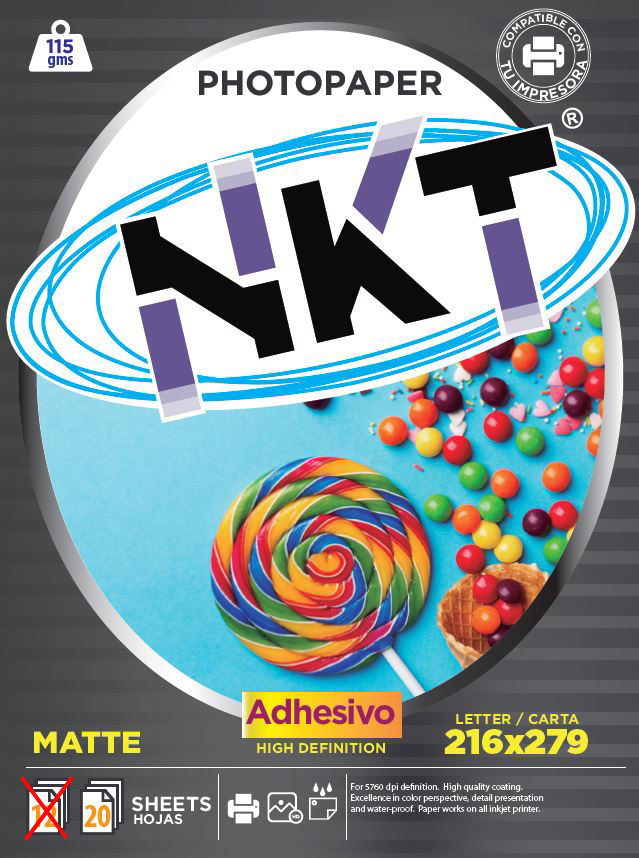 Papel Adhesivo 115G CRT Matte 12 Hojas Bolsa