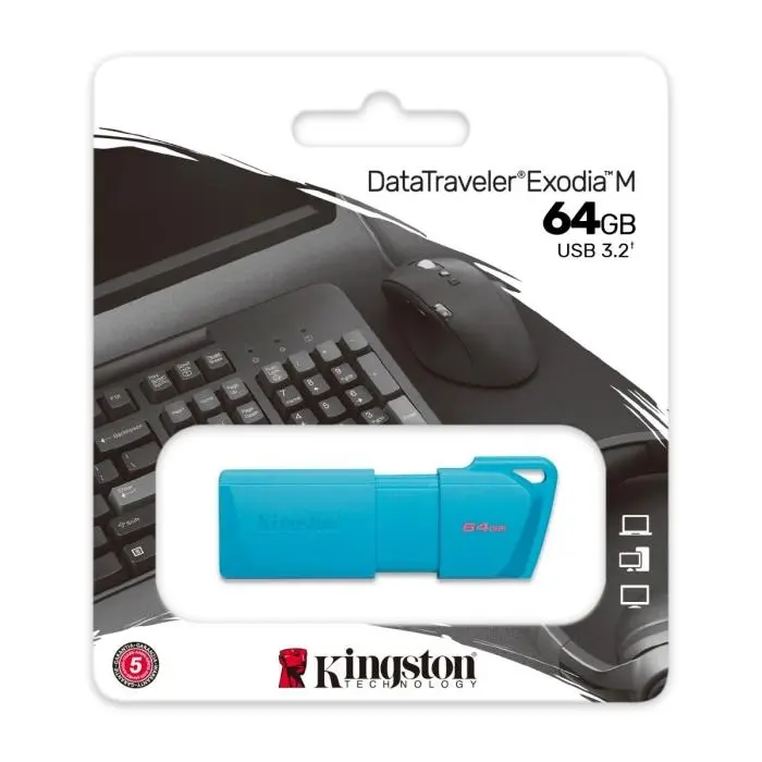 Memoria USB 64GB DT Exodia M Kingston DTXM Neon Aqua Blue