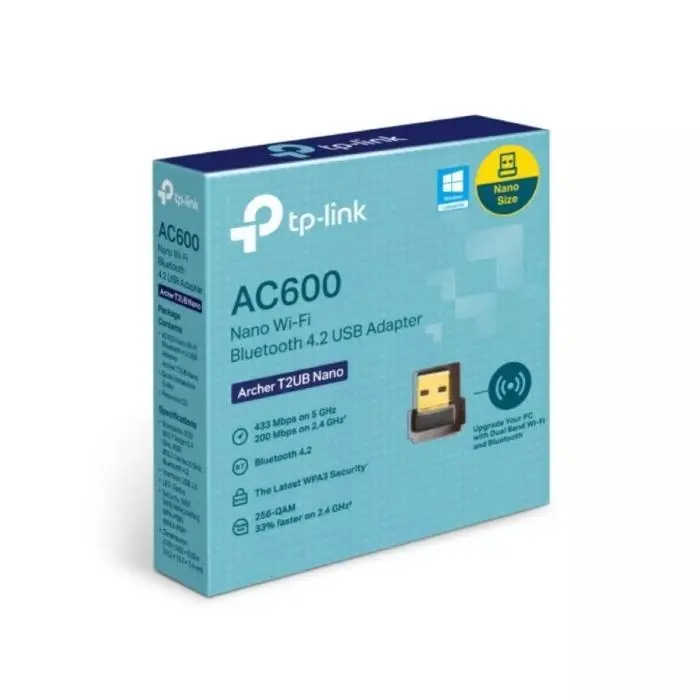 Adaptador de Red USB a Wifi Bluetooth TP-Link Archer T2UB Nano AC600 Doble Banda 200-433Mbps
