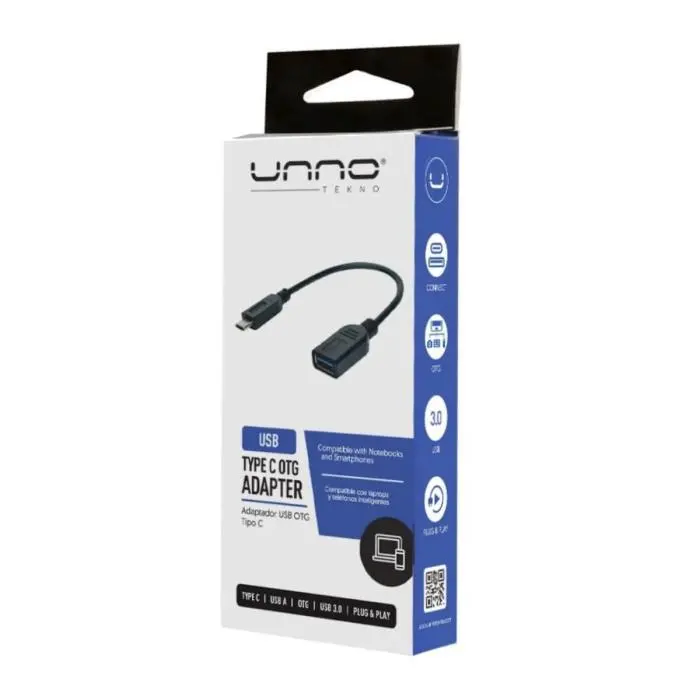 Adaptador USB-C a USB Unno Tekno AD420BK Macho-Hembra Negro