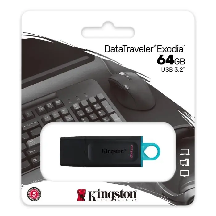 Memoria USB 64GB 3.2 Kingston Exodia Black Teal