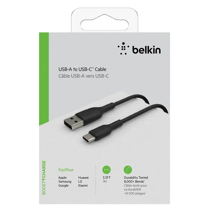 Cable USB USB-A to USB-C Belkin BostCharge 1 Mts Black