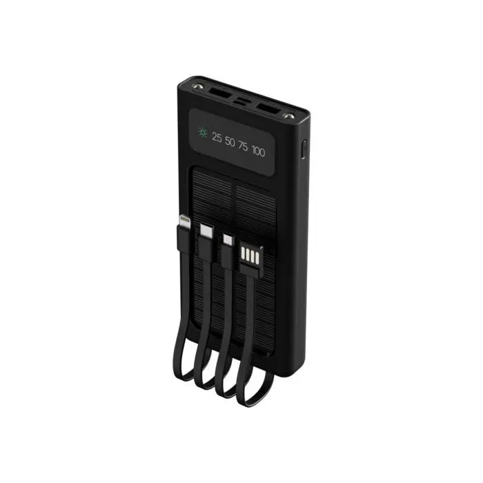 Xtech Solar Power Bank w built-in charging cables 10000mAh XPB-100