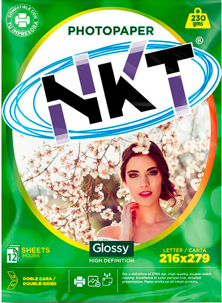 PAPEL FOTO 230G CARTA GLOSSY DUAL 12 HOJAS BOLSA