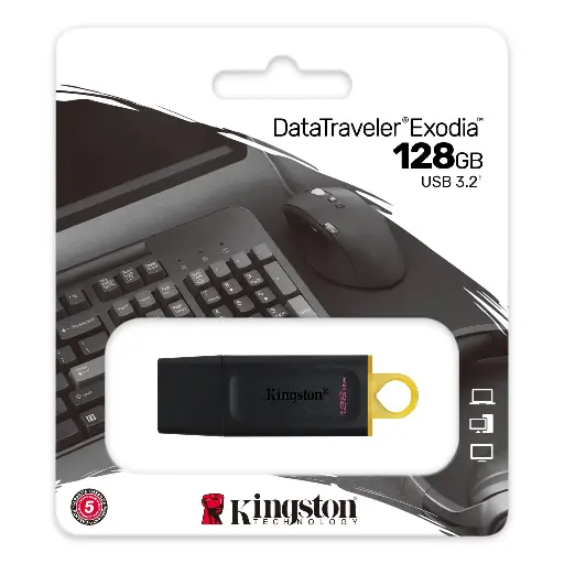 [200294] Memoria USB 128GB Kingston DT Exodia 3.2 Gen Black Yellow