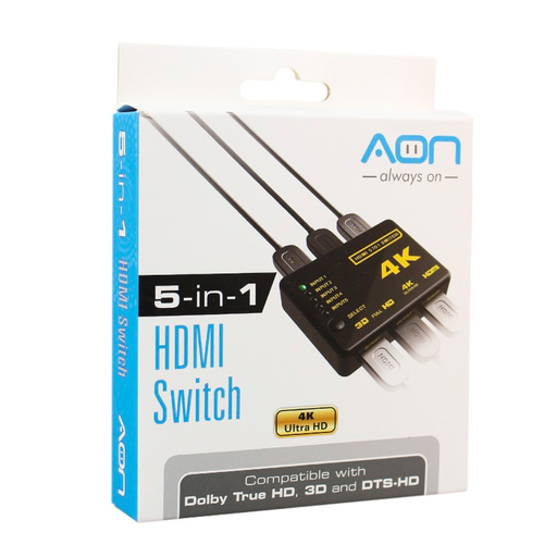 [130109] SWITCH HDMI AON 5 Puertos AO-AD-2002 4K