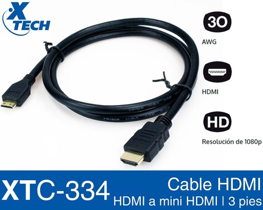 [110541] Cable HDMI to mini HDMI 3ft XTC-334 Xtech