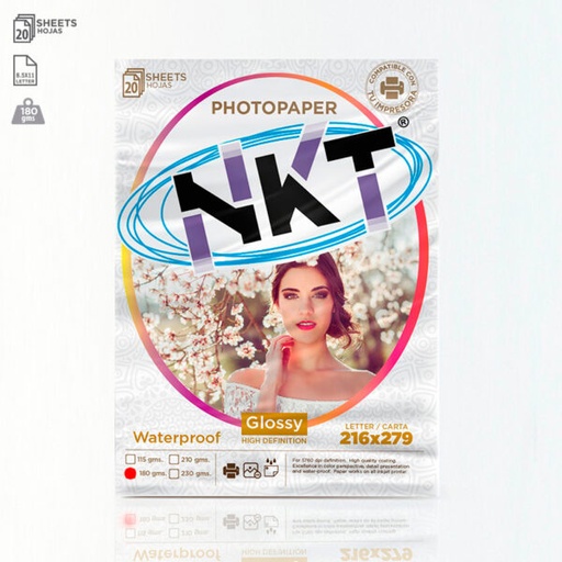 [360115] Papel Fotográfico 180G Carta Glossy 20 Hojas Bolsa