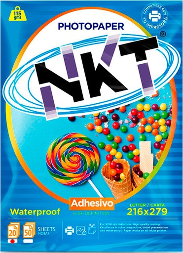 [360111] Papel Adhesivo Carta 115G Glossy 20 Hojas Bolsa
