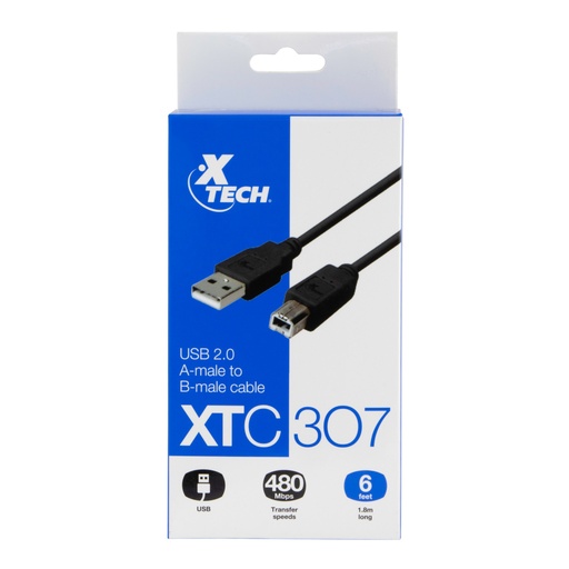 [110516L] Cable USB Impresora 10FT A to B XTC-303 XTech