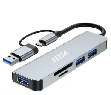 [111053] HUB USB 3.0 3 Puertos 2 lectores 5 en 1