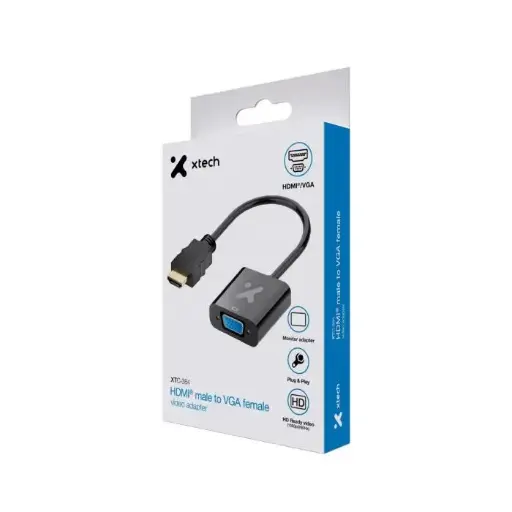 [110543] Adaptador de Video HDMI male to VGA Female Black XTC-384